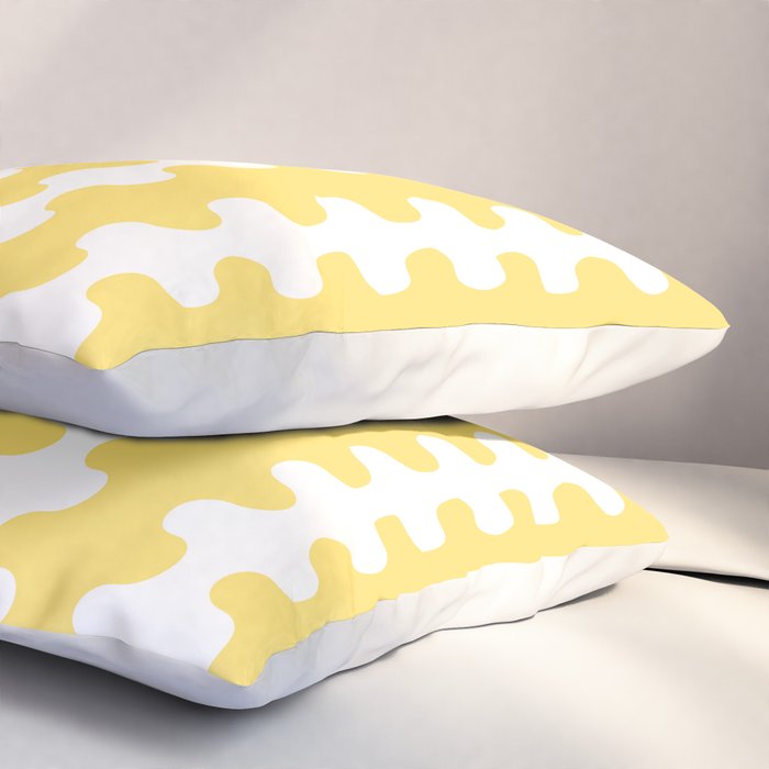Vertical Stripes Yellow and White Ogee A-Go-Go Pop Pattern Pillow Sham Gallery Image 3