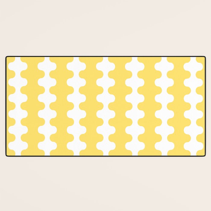Vertical Stripes Yellow and White Ogee A-Go-Go Pop Pattern Desk Mat Gallery Image 3