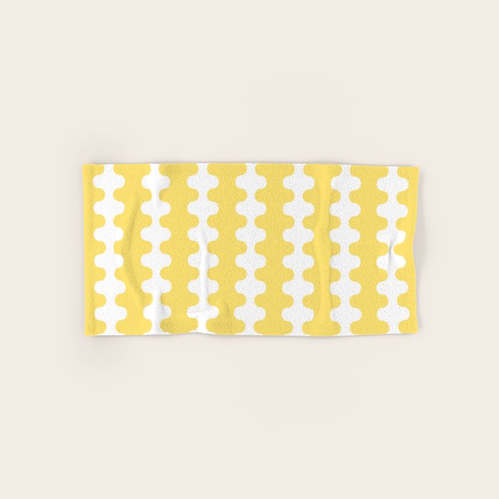 Vertical Stripes Yellow and White Ogee A-Go-Go Pop Pattern Bath Towel Gallery Image 1