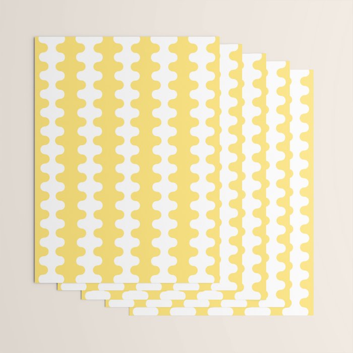 Vertical Stripes Yellow and White Ogee A-Go-Go Pop Pattern Wrapping Paper Gallery Image 3
