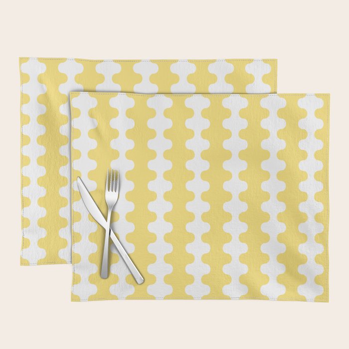 Vertical Stripes Yellow and White Ogee A-Go-Go Pop Pattern Placemat Gallery Image 1