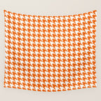 Orange Classic houndstooth pattern Wall Tapestry Gallery Image 4