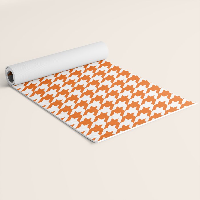 Orange Classic houndstooth pattern Yoga Mat Gallery Image 2