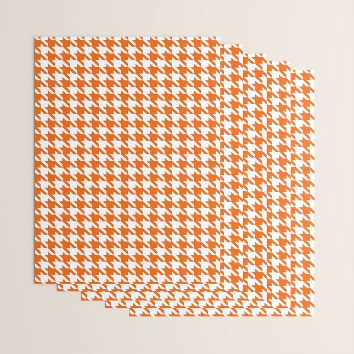 Orange Classic houndstooth pattern Wrapping Paper Gallery Image 3