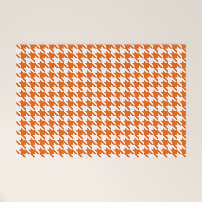Orange Classic houndstooth pattern Welcome Mat Gallery Image 1