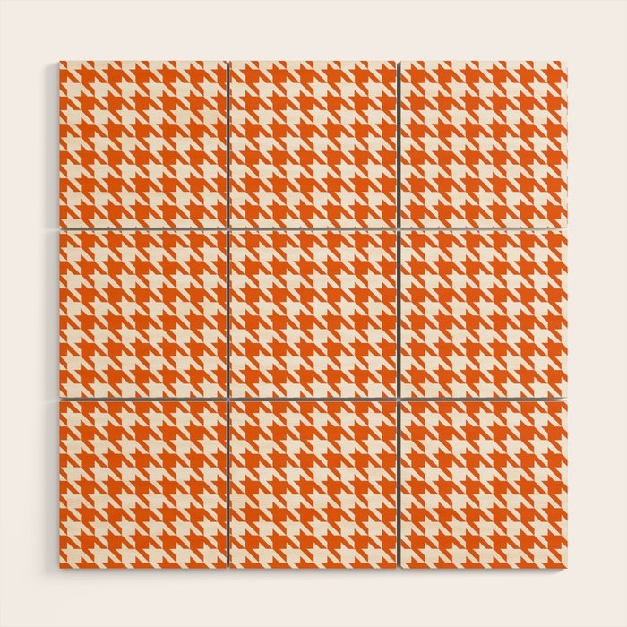 Orange Classic houndstooth pattern Wood Wall Art Gallery Image 1