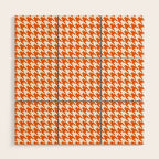 Orange Classic houndstooth pattern Wood Wall Art Gallery Image 1
