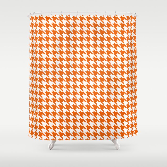 Orange Classic houndstooth pattern Shower Curtain Gallery Image 1