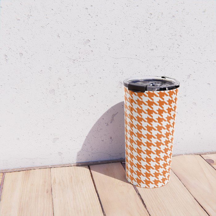 Orange Classic houndstooth pattern Travel Mug Gallery Image 4