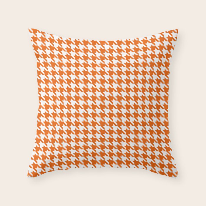 Orange Classic houndstooth pattern Throw Pillow Gallery Image 1