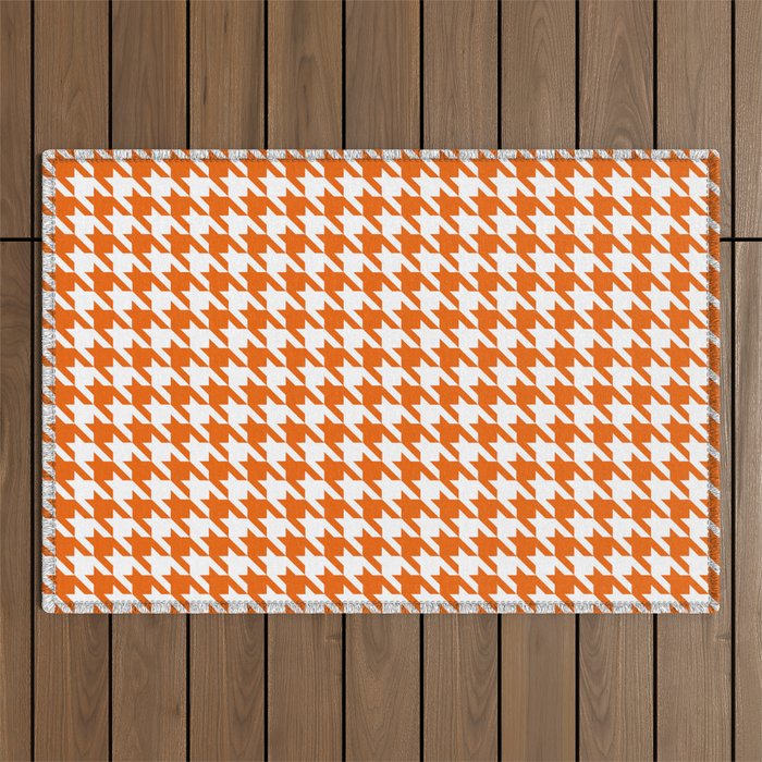 Orange Classic houndstooth pattern Outdoor Rug Gallery Image 1