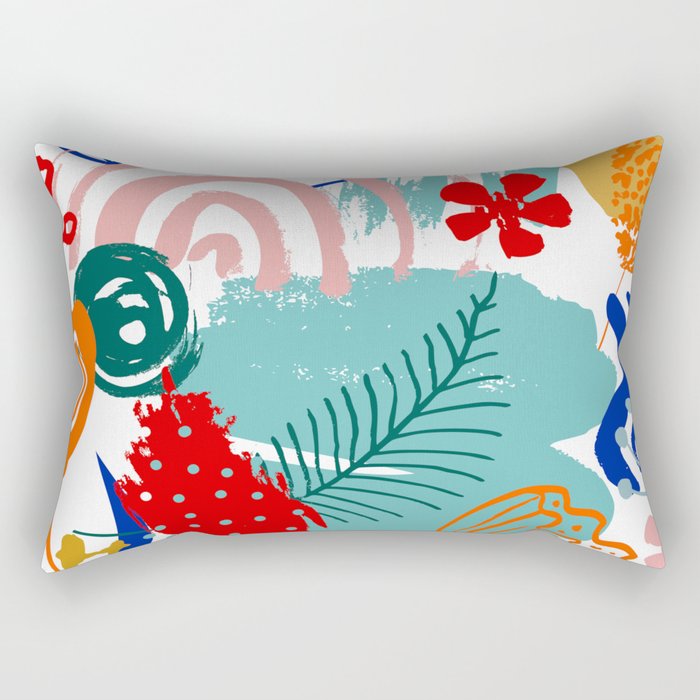 Summer Floral Prints, Abstract, Colourful Prints. Rectangular Pillow Gallery Image 1