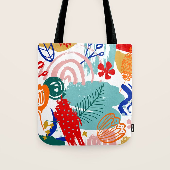 Summer Floral Prints, Abstract, Colourful Prints. Tote Bag Gallery Image 1