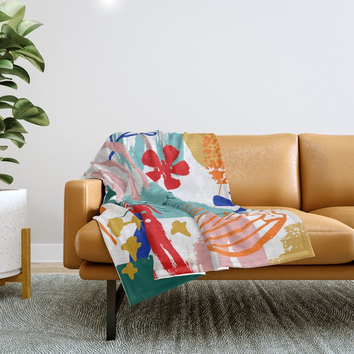 Summer Floral Prints, Abstract, Colourful Prints. Throw Blanket Gallery Image 1