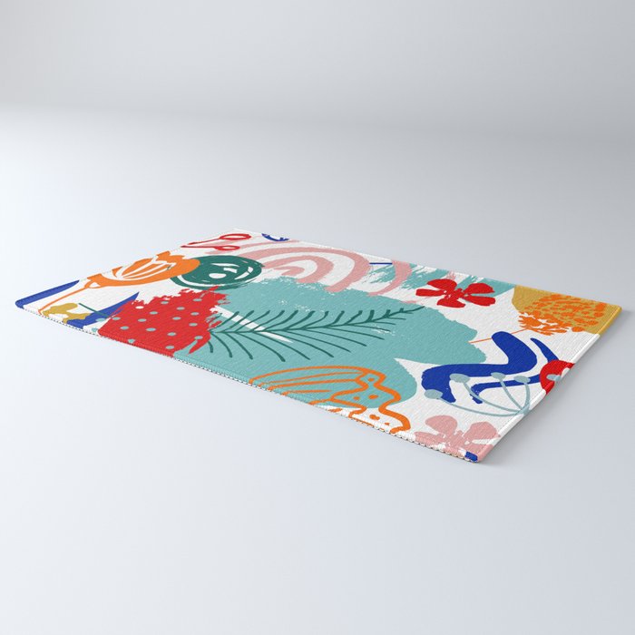 Summer Floral Prints, Abstract, Colourful Prints. Rug Gallery Image 3