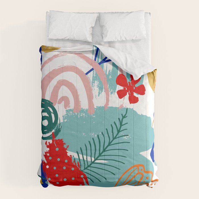 Summer Floral Prints, Abstract, Colourful Prints. Comforter Gallery Image 1