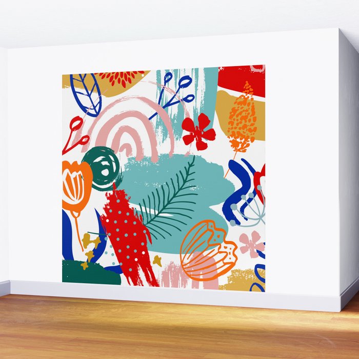 Summer Floral Prints, Abstract, Colourful Prints. Wall Mural Gallery Image 2