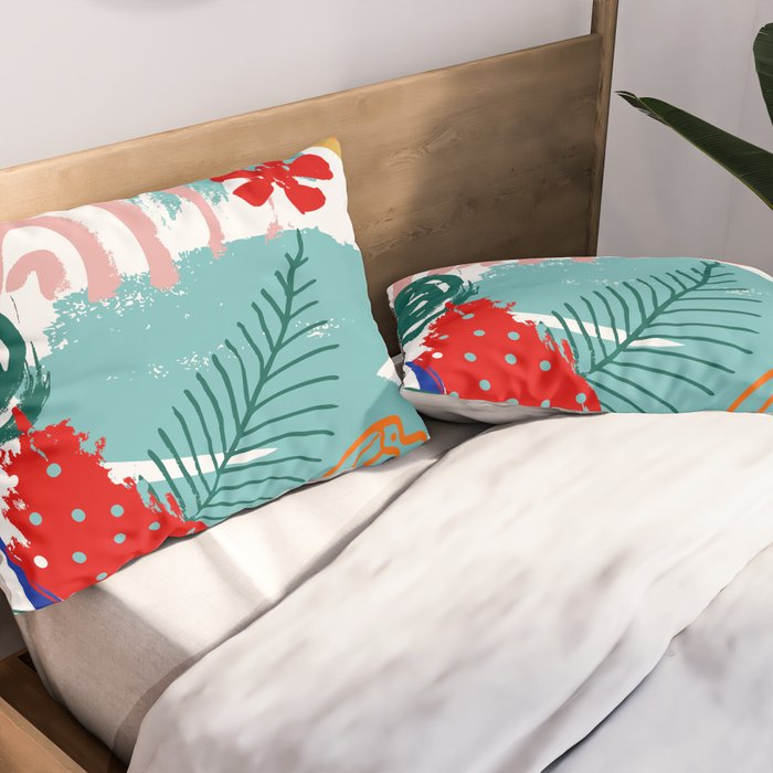 Summer Floral Prints, Abstract, Colourful Prints. Pillow Sham Gallery Image 2