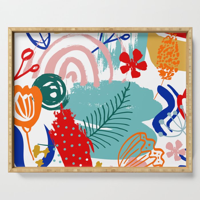 Summer Floral Prints, Abstract, Colourful Prints. Serving Tray Gallery Image 1