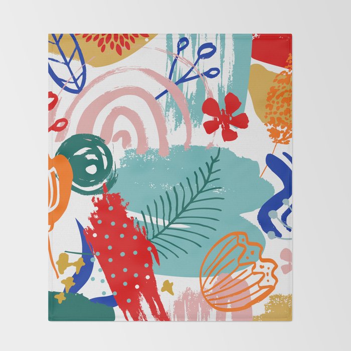 Summer Floral Prints, Abstract, Colourful Prints. Throw Blanket Gallery Image 2