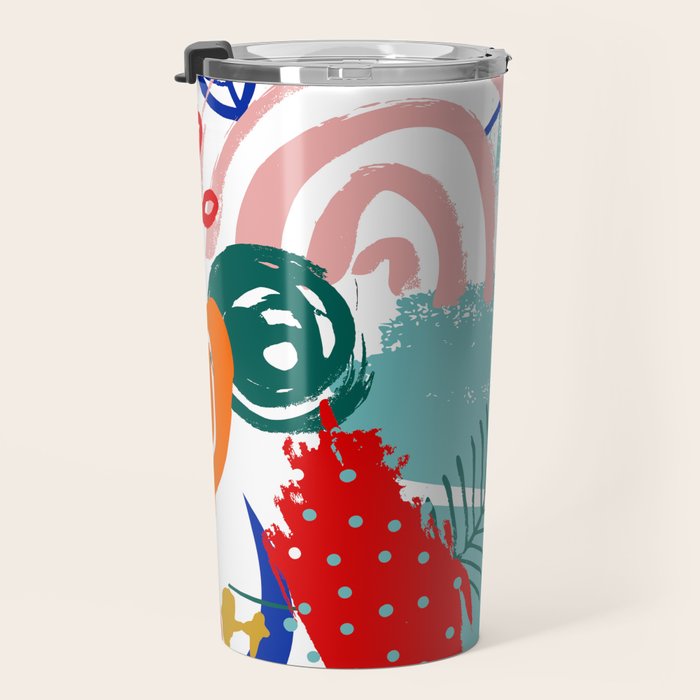 Summer Floral Prints, Abstract, Colourful Prints. Travel Mug Gallery Image 3