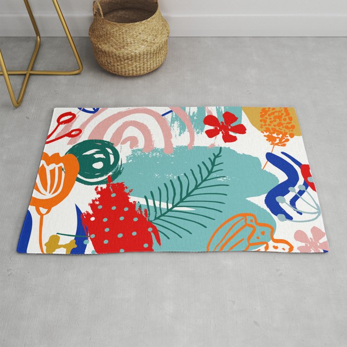 Summer Floral Prints, Abstract, Colourful Prints. Rug Gallery Image 1