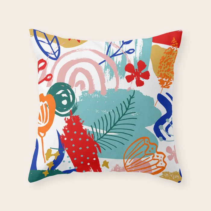 Summer Floral Prints, Abstract, Colourful Prints. Throw Pillow Gallery Image 6