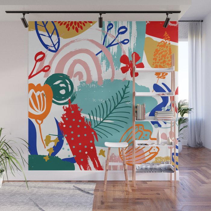 Summer Floral Prints, Abstract, Colourful Prints. Wall Mural Gallery Image 1