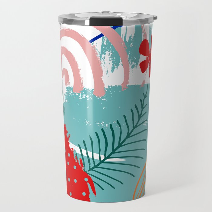 Summer Floral Prints, Abstract, Colourful Prints. Travel Mug Gallery Image 1