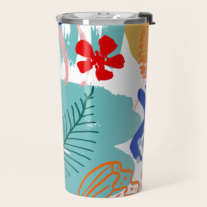 Summer Floral Prints, Abstract, Colourful Prints. Travel Mug Gallery Image 2