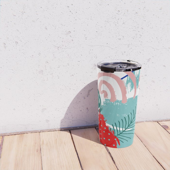 Summer Floral Prints, Abstract, Colourful Prints. Travel Mug Gallery Image 4