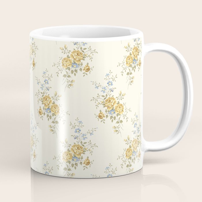 Vintage French Flower Cream Large Coffee Mug Gallery Image 1