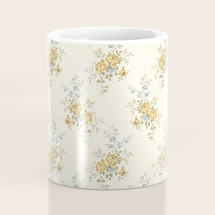 Vintage French Flower Cream Large Coffee Mug Gallery Image 4
