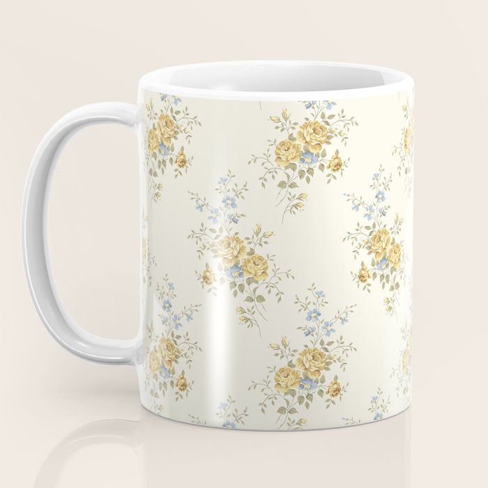 Vintage French Flower Cream Large Coffee Mug Gallery Image 3