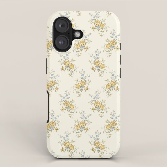 Vintage French Flower Cream Large iPhone Case Gallery Image 1