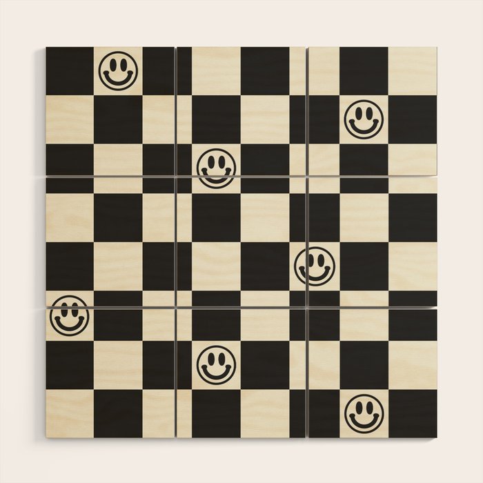 Smiley Face & Checkerboard  Wood Wall Art Gallery Image 1