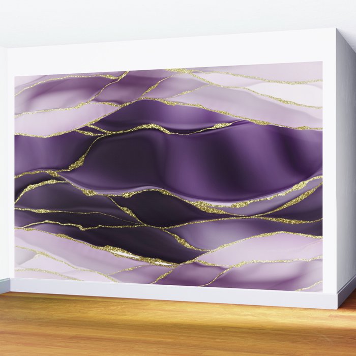 Day And Night Purple Marble Landscape Wall Mural Gallery Image 2