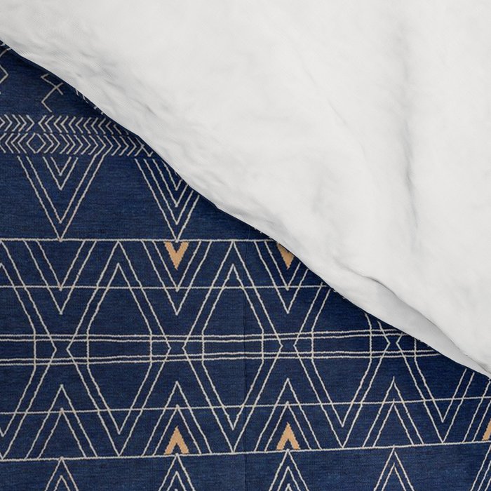 Blue Indigo Jeans Color, Bohemian Oriental Traditional Moroccan Fabric Style Comforter Gallery Image 4