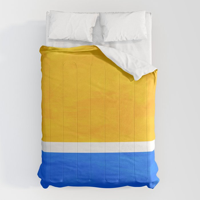 Primary Yellow Cerulean Blue Mid Century Modern Abstract Minimalist Rothko Color Field Squares Comforter Gallery Image 1
