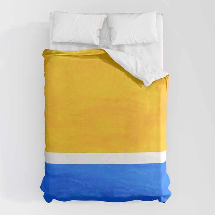 Primary Yellow Cerulean Blue Mid Century Modern Abstract Minimalist Rothko Color Field Squares Duvet Cover Gallery Image 6