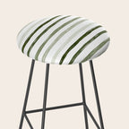 Watercolor Green and White Striped Stool Gallery Image 2