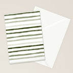 Watercolor Green and White Striped Stationery Card Gallery Image 2