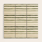 Watercolor Green and White Striped Wood Wall Art Gallery Image 1