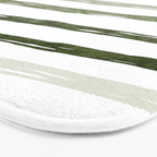 Watercolor Green and White Striped Bath Mat Gallery Image 3