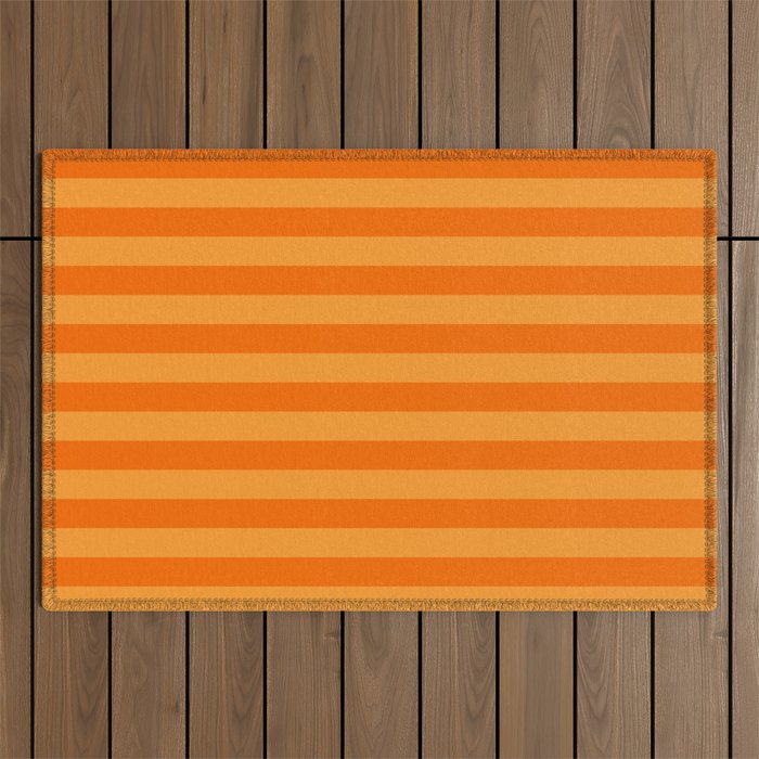 Orange Stripes Bold Retro Contemporary Pattern  Outdoor Rug Gallery Image 1