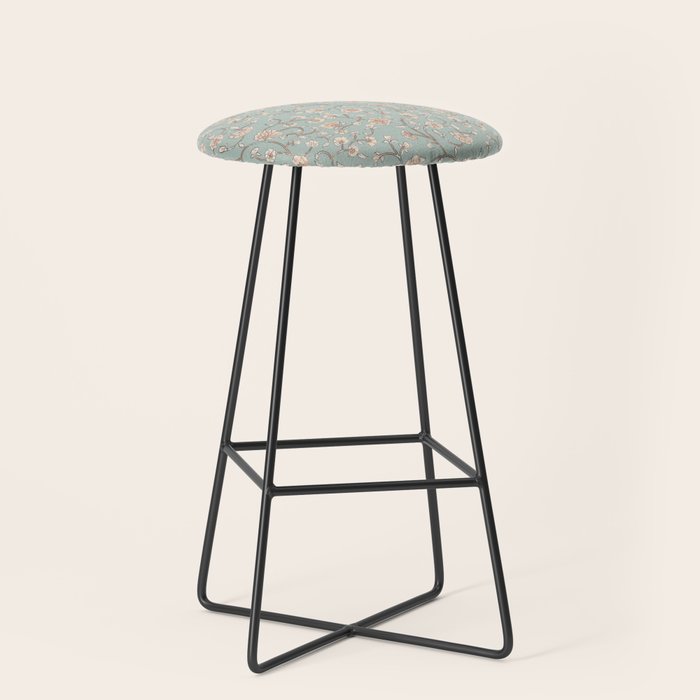 Ditsy Trailing Block Print Floral - Light Sage Green Stool Gallery Image 1
