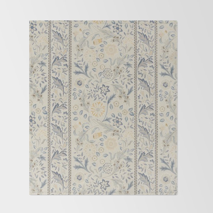 William Morris Vintage Wilhelmina Weave Lethaby Pale Blue Indigo Throw Blanket Gallery Image 2