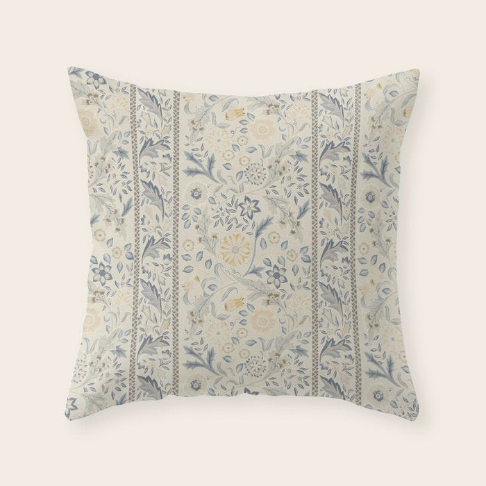 William Morris Vintage Wilhelmina Weave Lethaby Pale Blue Indigo Throw Pillow Gallery Image 1