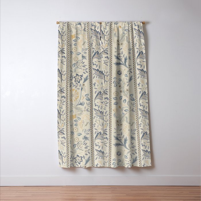 William Morris Vintage Wilhelmina Weave Lethaby Pale Blue Indigo Window Curtain Gallery Image 3