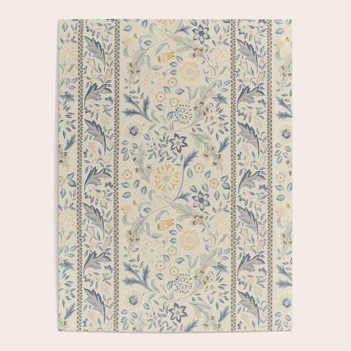 William Morris Vintage Wilhelmina Weave Lethaby Pale Blue Indigo Poster Gallery Image 4